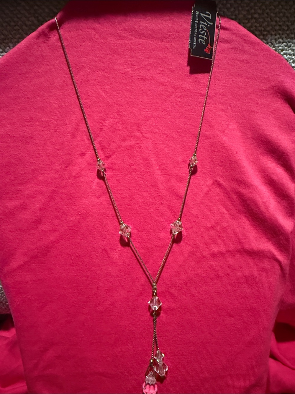 Vieste Gold-Tone Necklace with Clear Crystal Drops